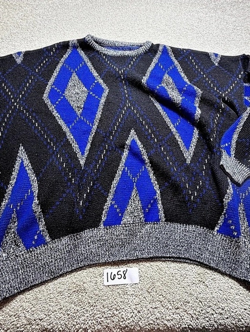 Vintage black/blue design sweater mens sz xxl24
